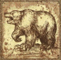 Bear - A 1x1 map art of an old image of a bear. A strong and dangerous animal.