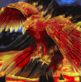Phoenix - A 1x1 map art of a phoenix. This map art took part in a second Map Art Competition.